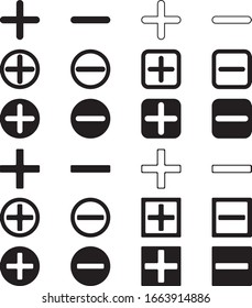 plus and minus icon set