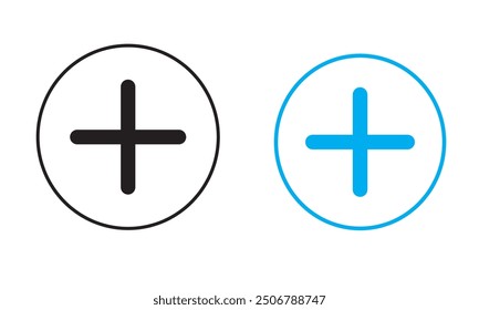Plus and minus icon set in circle . Vector illustration