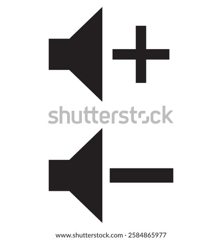  plus and minus icon set . Sound increase and decrease icons . Vector illustration