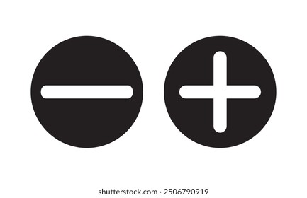 Plus and minus icon set . Vector illustration