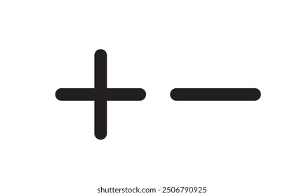 Plus and minus icon set . Vector illustration