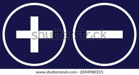 Plus and minus icon, Plus and minus sign and symbol vector design. Plus and minus round icon set, increase decrease vector pictogram, positive negative signs.