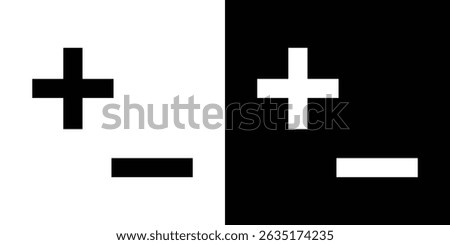 Plus minus icon in solid flat trendy design style.
