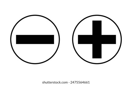 plus minus icon vector black color isolated icon eps file