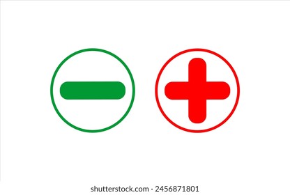Plus- und Minus-Symbol, Minus- und Plus-Symbol, Vektorillustration. Plus- und Minus-Symbol Vektorillustration auf weißem Hintergrund, Plus- und Minus-Symbol Eps10.