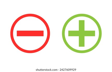 plus minus icon, yes and no buttons, simply vector
