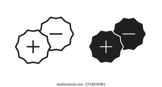 Iconos más menos, Vector de línea. conjunto de símbolos sólidos