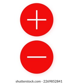 Plus and minus icons, red button