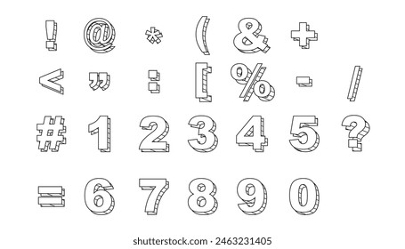 Plus, minus, multiplication, division and 1 to 10 3d number vector icon isolated on white background, 3d mathematical aign and symbols