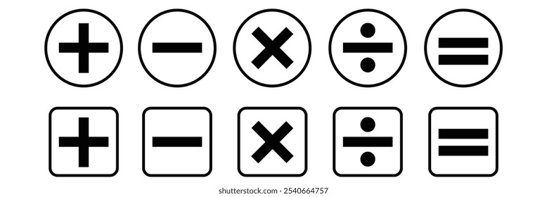 Plus, minus, multiplied, divide, and amount vector icon illustration on isolated background eps 10.