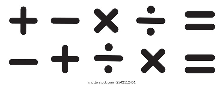 plus, minus, multiply, divide, equal sign icons vecto design eps 10