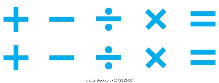 mais, menos, multiplicar, dividir, sinal de igual ícones vecto design eps 10