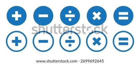 plus, minus, multiply, divide, equal sign icons vecto design eps 10