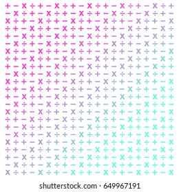 Plus Minus Multiply and Divide pattern background pink and blue colors