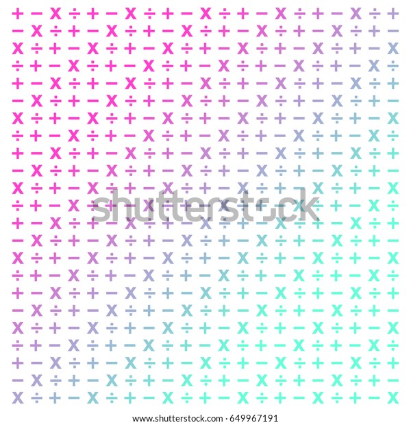 Plus Minus Multiply and Divide pattern background\
pink and blue colors