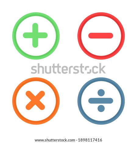 Plus minus multiply and divide sign isolate on white background.