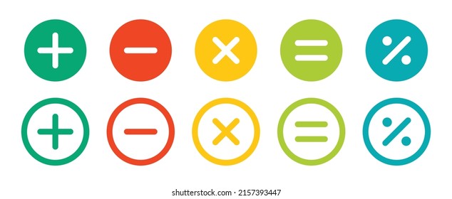 Plus, minus, multiply, equal and divide sign icon set. Math sign vector illustration.