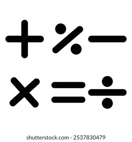 Ícone de sinal de adição, subtração, multiplicação, igual e divisão definido. símbolos matemáticos. ícone de matemática.