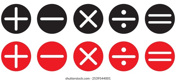 Sinal de adição, subtração, multiplicação, igual e divisão. Ícone Calculadora. Calcular símbolo. eps 10