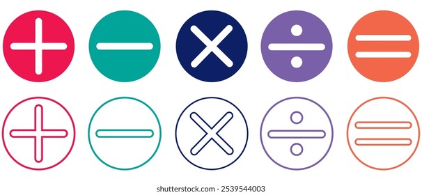 Sinal de adição, subtração, multiplicação, igual e divisão. Ícone Calculadora. Calcular símbolo. eps 10
