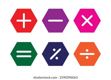 Plus, minus, multiply, equal and divide sign icon set. Math sign vector illustration.