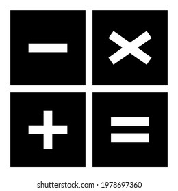 Plus, minus, multiply and equal to mathematics symbol, education maths icon, web element vector illustration design .