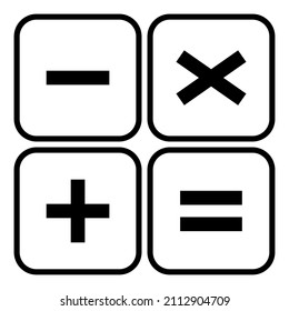 Plus, minus, multiply and equal to mathematics symbol, education maths icon, web element vector illustration design .