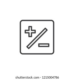 Plus and Minus outline icon. linear style sign for mobile concept and web design. Calculator button simple line vector icon. Math symbol, logo illustration. Pixel perfect vector graphics