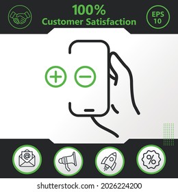 Más y menos en elementos gráficos de iconos vectoriales de teléfono para su trabajo - Diseño moderno