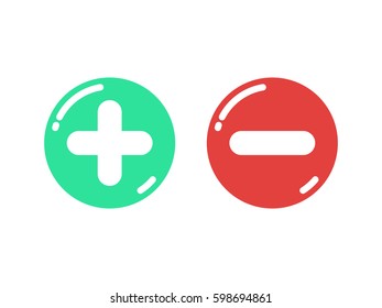Plus and minus shiny button vector
