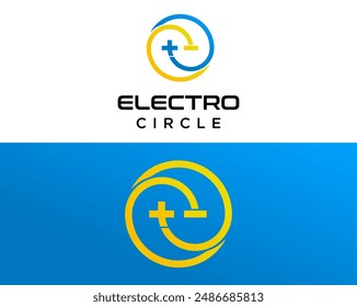 Plus minus sign electricity power battery industry logo design.