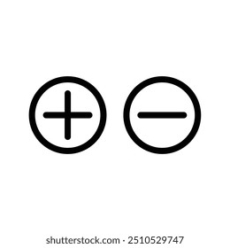 Plus and minus sign in round circle. minus and plus line styles. minus and plus vector icon and symble