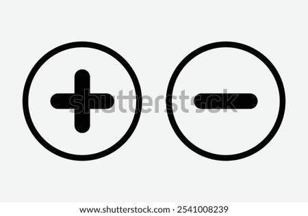 plus minus sign and symbol. Plus and minus icon outline vector. add plus icon. Plus Minus Icon set for web and mobile app. Vector illustration. Eps file 32.