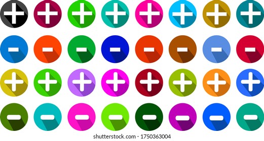 Plus and minus sign vector set. vector illustration of plus and minus.