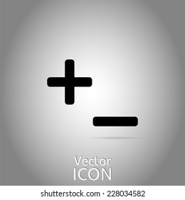 Plus and minus signs. Flat style. Made in vector