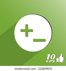 Plus and minus signs in the form of buttons. Made in vector