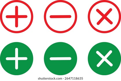 plus and minus signs. Mathematics shapes, simple vector icon calculator illustration symbol,
