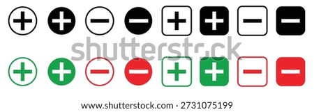 Plus and minus signs in various styles.