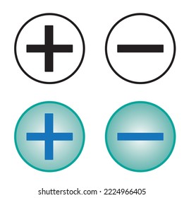 Signos más y menos, ilustración vectorial, icono en un estilo de diseño moderno para un sitio web y aplicación móvil, aislado en fondo blanco
