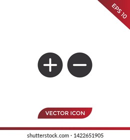 Plus and minus vector icon in modern design style for web site and mobile app