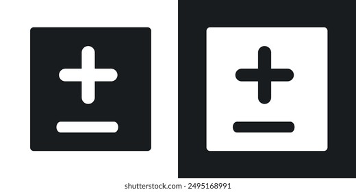 Plus minus vector icon set in solid style.