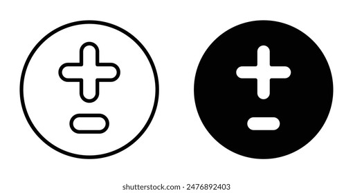 Plus minus vector icon symbol in flat style.