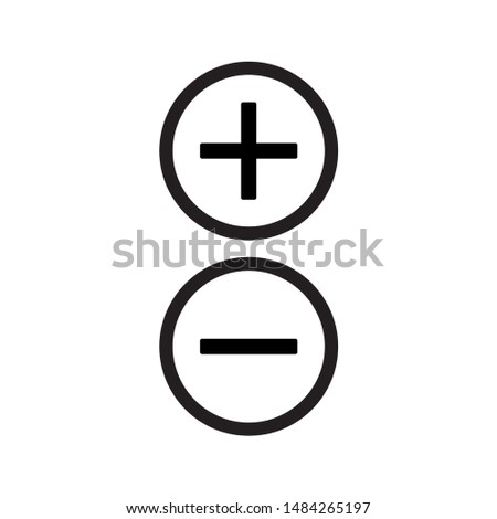 Plus and minus vector icons. Flat volume symbol icon