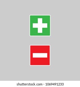 Plus and minus vector sign isolated