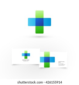 Plus. Modern icon design logo element with business card template. Best for identity and logotypes.
