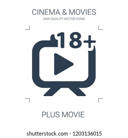 plus movie icon. high quality filled plus movie icon on white background. from cinema collection flat trendy vector plus movie symbol. use for web and mobile