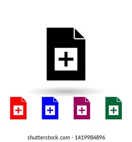 a plus on document multi color icon. Elements of file and documents set. Simple icon for websites, web design, mobile app, info graphics