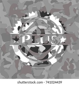 Plus on grey camouflage texture