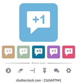 Además de un signo de iconos planos blancos sobre fondo cuadrado redondeado de color. 6 iconos de bonificación incluidos