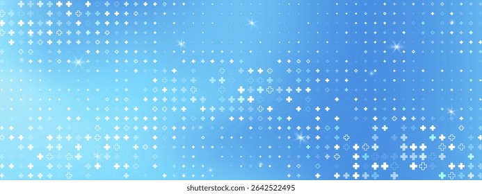 Mais padrão no plano de fundo de gradiente. Projeto médico abstrato com layout de sinal de saúde. Textura azul perfeita para uso digital ou tecnológico. Ilustração vetorial.
